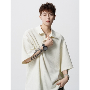 肌理感短袖polo衫男夏季美式休闲翻领T恤简约复古上衣 D415 P40,男装T恤,电商A335-1（原A458）