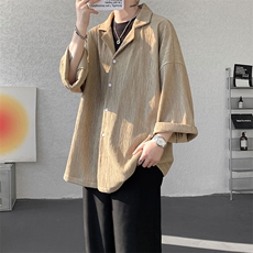 现货CS1136-P35控58新款夏七分袖戗驳领衬衫大码冰丝速干短袖，男装T恤，电商A059