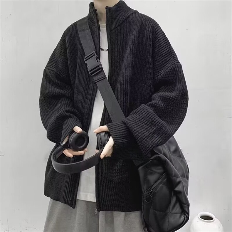 2024开衫拉链毛衣外套立领男女秋冬慵懒高级休闲宽松高领情侣,男装针织衫/毛衣,星座218-1（原230）
