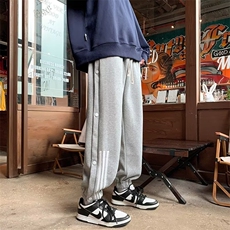 侧条纹排扣束脚裤男生春秋休闲裤宽松运动裤卫裤6660P38，男装休闲裤，星座410-2