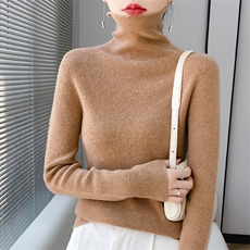 2024秋装新款简约时尚高领套头女士羊毛针织打底上衣潮，女装羊毛衫，暖圣羊羊绒