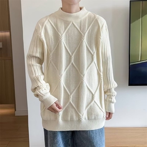 针织衫男韩版潮流麻花辫文艺学院风2025冬季新款ins毛衣MZ108-P46图片