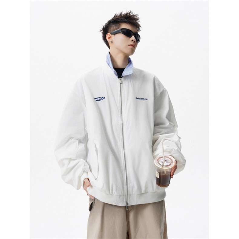 网图现货美式复古假两件翻领棒球服夹克外套中性风RJ9001-P75,男装夹克,星座1005-4
