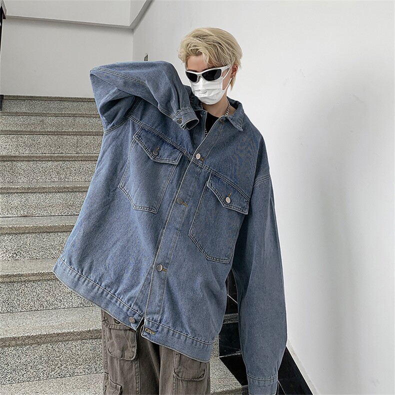 美式牛仔外套男春秋新款复古B字母印花宽松设计感上衣GJ8329-P55,男装夹克,星座1008