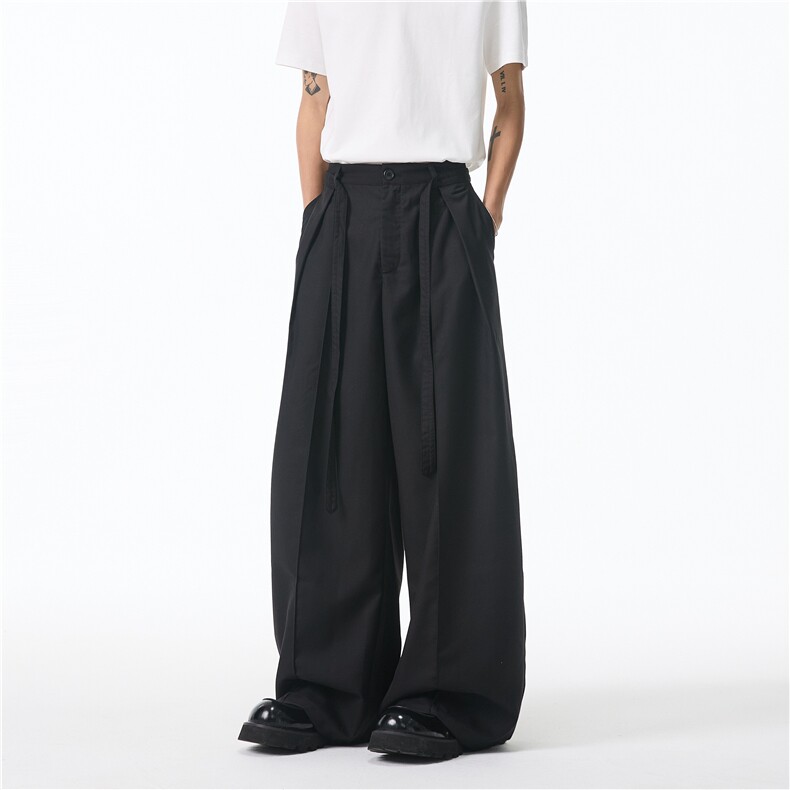 抖音品质春季新款潮流打褶宽松阔腿西裤B315-K25718-特p40控78,男装休闲裤,电商B315
