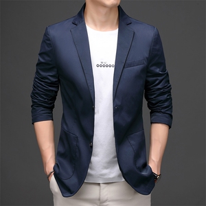 2023新款秋季男士上衣长袖外套薄款宽松免烫西服中年商务休闲男装图片