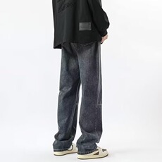 简约青少年中腰水洗美式复古牛仔裤男春秋高街直筒长裤TT21P42，男装牛仔裤，星座1013-1