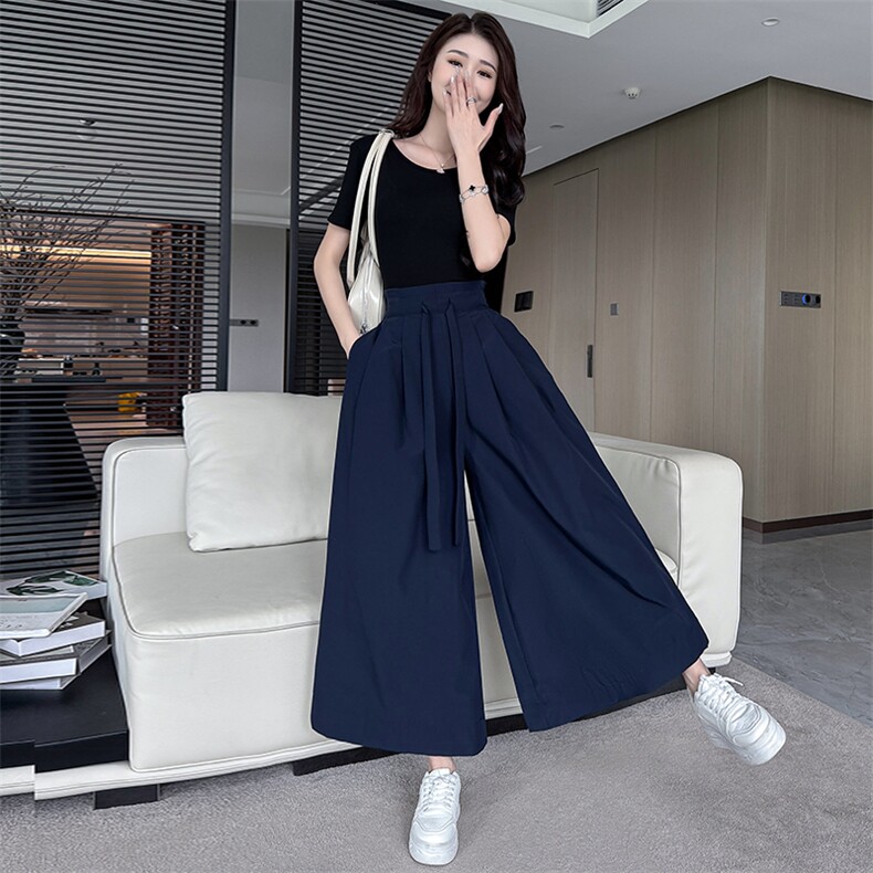 法式复古优雅高级感直筒裤女2025夏季新款小个子宽松显瘦阔腿裙裤，女装休闲裤，水衣源