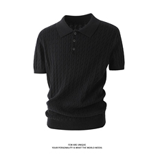 麻花短袖针织polo衫男夏季修身复古弹力T恤翻领X61400-TP48不，男装T恤，电商A102