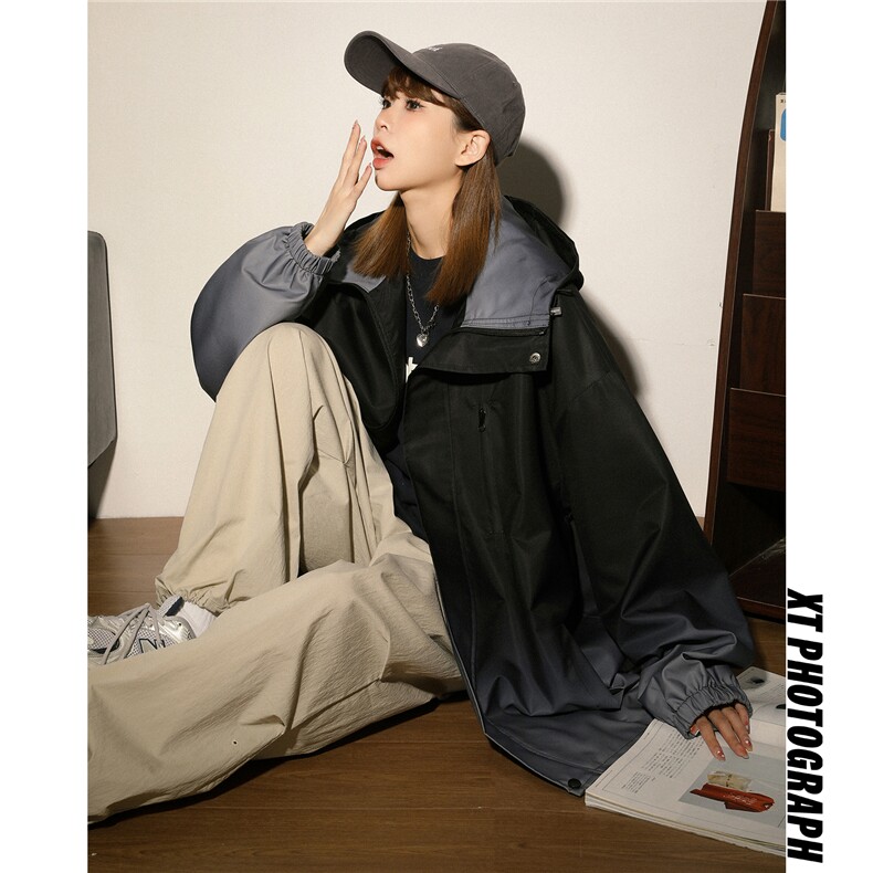 2026中性风山系防水冲锋衣渐变色夹克女大码M-5XL休闲JK77088P85，男装夹克，星座227-7