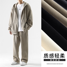 美式复古重磅条绒百搭连帽外套搭配直筒拖地裤-TZ820特批117，男装休闲套装，星座718