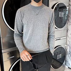 半高领毛衣男秋冬季休闲百搭纯色针织衫修身中领打底衫S595，男装T恤，星座1116A-2（原606A-1）