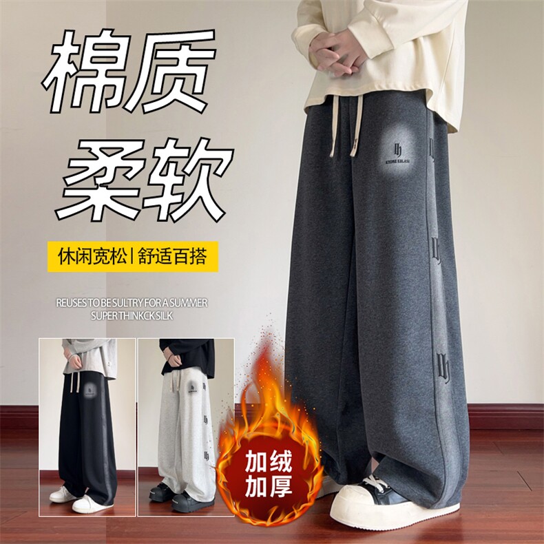 ！2025秋冬男士棉质发泡印花运动休闲裤WK2139特P50加绒P60图片