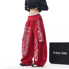 美式潮街舞宽松休闲荆棘涂鸦双侧休闲卫裤舞蹈裤K6688-P45，男装休闲裤，星座412-3