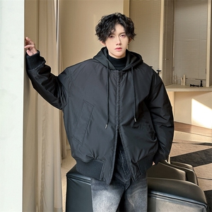 秋冬纯色连帽休闲百搭男大高定加厚棉服外套  A071-999-P125图片
