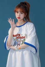 夏季韩版撞色宽松小丑印花圆领短袖T恤女情侣T6261P35控48，男装T恤，电商A268