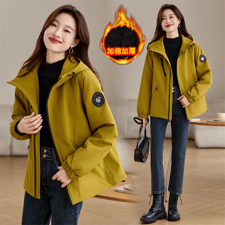 现货加棉冲锋衣保暖防风,女装棉衣/棉服,韩派