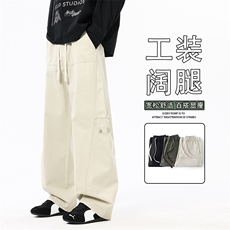 2025新款秋季男士工装裤男款直筒高街休闲裤口袋长裤K6652-P60，男装工装外套，星座610（原A335）