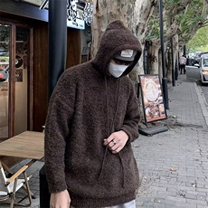 韩系慵懒风软糯圈圈纱连帽毛衣2024新款加厚保暖上衣男MZ748-P63，男装针织衫/毛衣，星座412-3