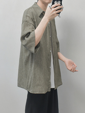 现货纯色五分袖衬衫男KD586-P25，男装T恤，电商D312-1