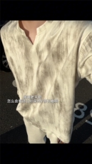 XZ809A/SYR27/P30/控48扎染麂皮绒V领长袖T恤卫衣，男装T恤，星座809A(原222-1)