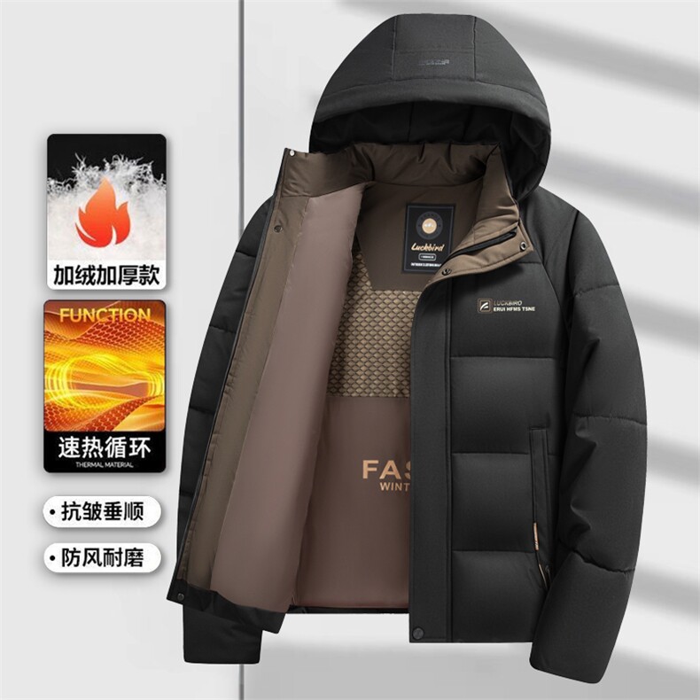 冬季棉衣休闲加厚保暖棉服中长款爸爸装可脱卸帽商务棉袄大码男图片