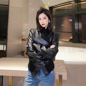 2022秋季新款高级感百搭气质皮衣图片