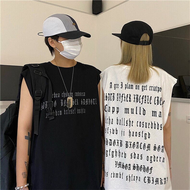 潮流嘻哈高街英文字母前后印花百搭宽松坎肩背心男女潮TT013-P35图片