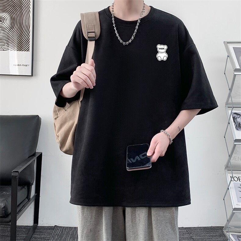 麂皮绒短袖t恤男大码半袖男 JD82292-P25图片