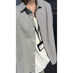 条纹衬衫男长袖春秋休闲衬衣高级感上衣宽松痞帅外套CSC238图片
