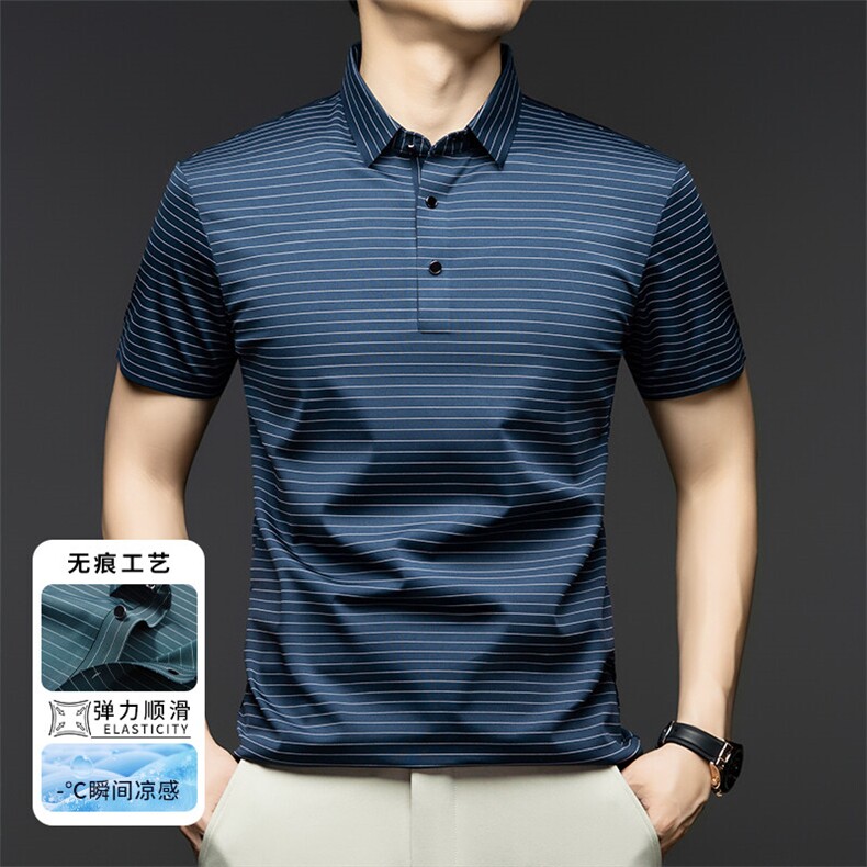 夏季高端男士条纹短袖衫翻领POLO衫休闲商务休闲都市男装,男装T恤,钱塘6003（原4033）