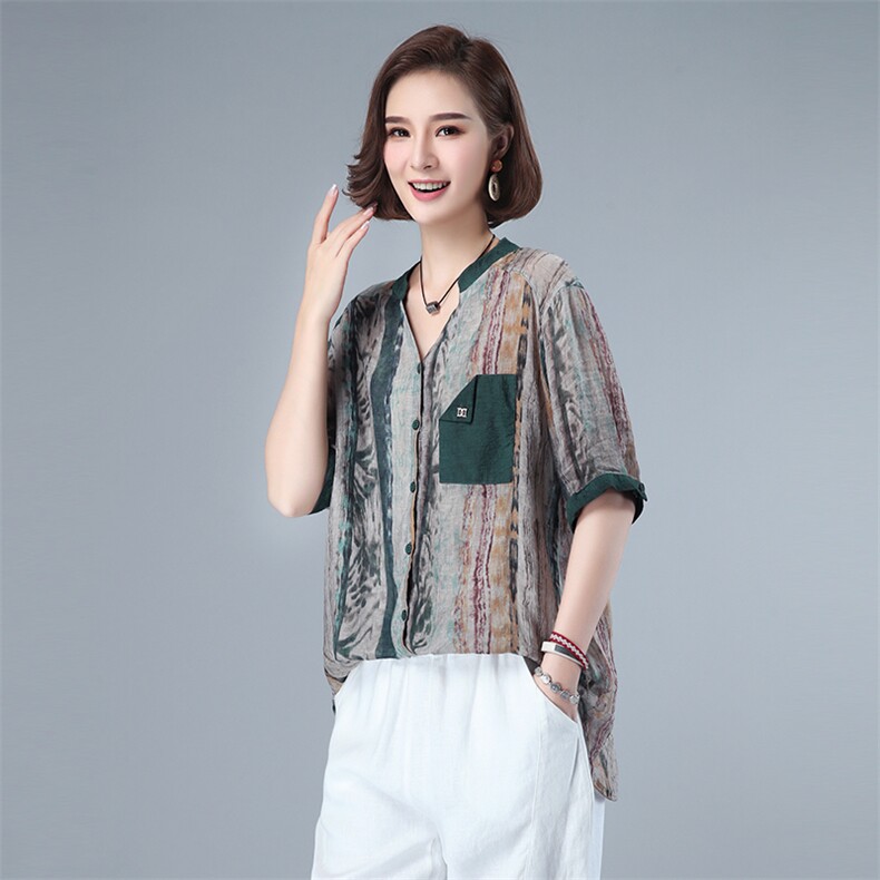 2021夏款大码女装印花上衣263款,女装大码女装,秋牧寒烟
