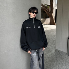 秋季宽松半拉链设计款卫衣潮休闲外套XZ808B-WH088-P48，女装短外套，星座808B