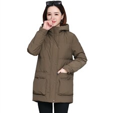 时尚保暖中长款连帽棉服显瘦修身冬季女装外套，女装棉衣/棉服，雪樱依海