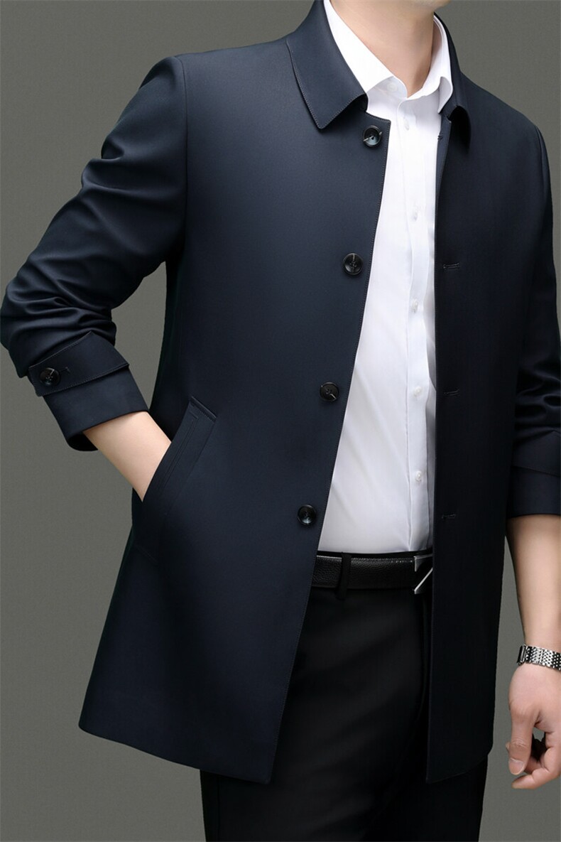 GDN-A8789春秋新款男士风衣翻领商务领导服男装纯色外套,男装风衣,电商B360
