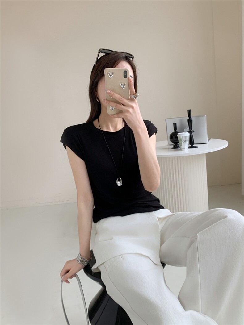 夏季新款简约百搭短袖T恤女休闲上衣，女装T恤，大洋妞羊绒二店