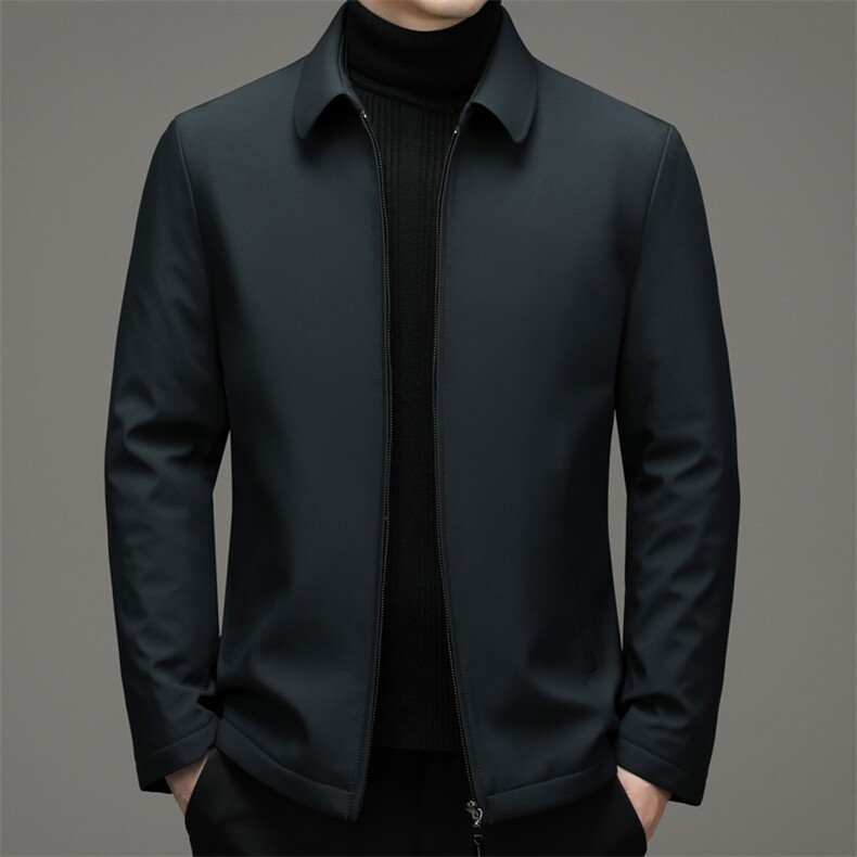 2023秋冬季新款白鸭绒外套上衣中年商务休闲羽绒服男装翻领上衣,男装羽绒服,电商B212（原钱塘6029）