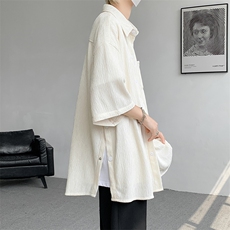 现货D232-D160-P45控68大码压皱开叉短袖衬衫高品质，男装衬衫，电商D232