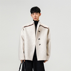 现货毛呢大衣男宽松潮牌韩版小众设计痞帅呢子外套FY216，男装毛呢大衣，星座903-1