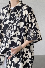 8XL-M夏威夷特大码冰丝垂感衬衫男度假风短袖复古花衬衣CS511P50，男装衬衫，电商D206-1