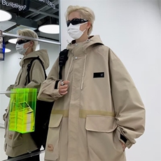 拼接撞色外套男春秋季街头美式潮牌痞帅嘻哈机车风衣运动夹克，男装夹克，星座716-3