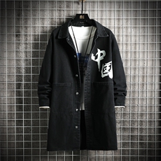 FY638-P78秋季牛仔风衣男士长款潮流大码修身帅气青年外套，男装风衣，星座103A