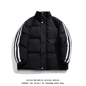 ! 白底冬季新款侧边两条杠保暖百搭立领棉衣MY355P115控158，男装棉衣，电商A247-1