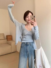 优雅气质女装羊毛衫套装显瘦蕾丝吊带开衫两件套，女装羊毛衫，圣旺供货