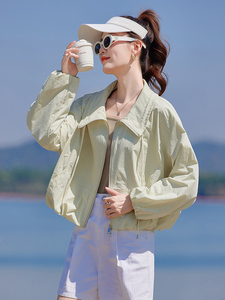 清新绿色防晒衣女款夏季2025新款韩版宽松休闲轻薄透气防晒服外套图片