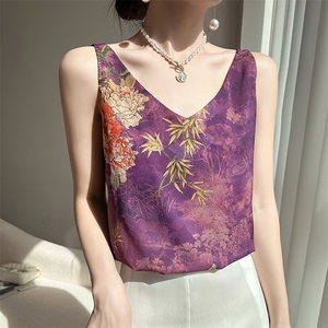 桑蚕丝小吊带背心女外穿2025春季新款美背高级感无袖缎面打底上衣图片