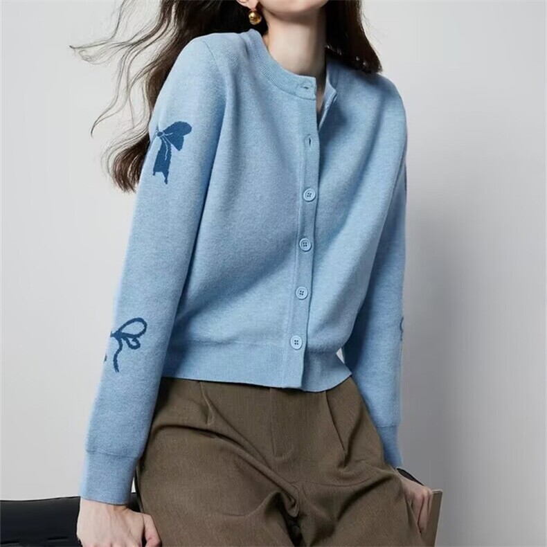 2025羊毛芝麻针开衫舒适百搭简约秋冬新款保暖软糯,女装羊毛衫,莺澜羊绒