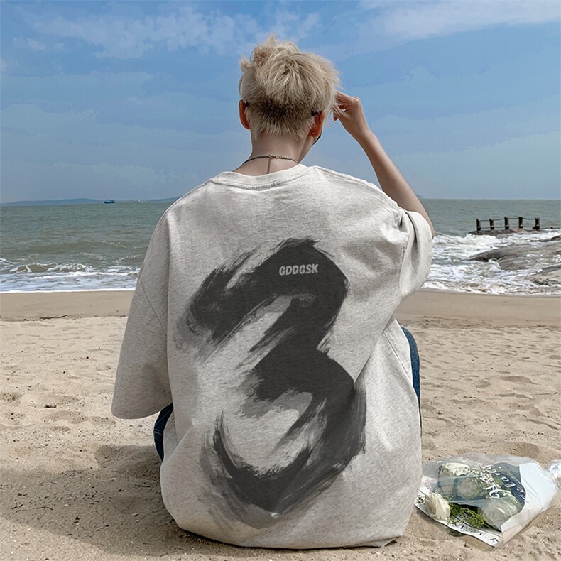 已注册/夏季外景纯棉印花短袖T恤男宽松圆领半袖衫DT9736/P25,男装T恤,电商B316