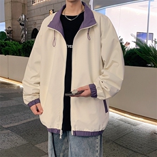 港风双面穿上衣夹克宽松落肩立领冲锋衣外套JK907P70，男装夹克，星座1204-3