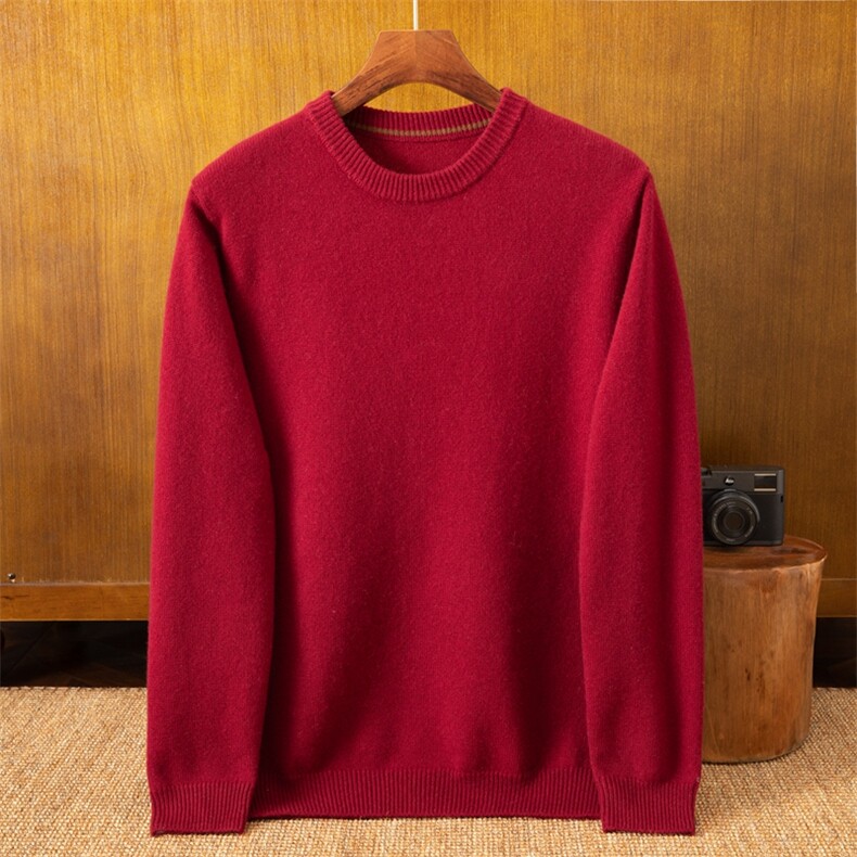 2025年秋季时尚百搭休闲简约通勤男士羊绒衫，男装羊绒套衫，米亚康羊绒